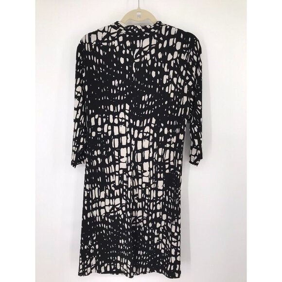 Coldwater Creek Womens 3/4 Sleeve Black White  Pattern Dress Size 1x plus - Picture 9 of 12